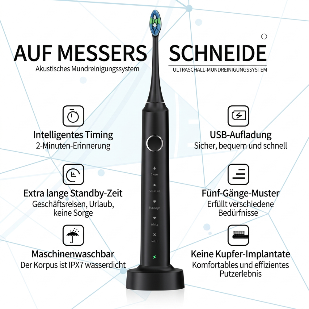 Heimwert Sonic D7 – Professionelle Zahnreinigung mit Schalltechnologie für glattere Zähne und optimale Mundhygiene (Kopie)