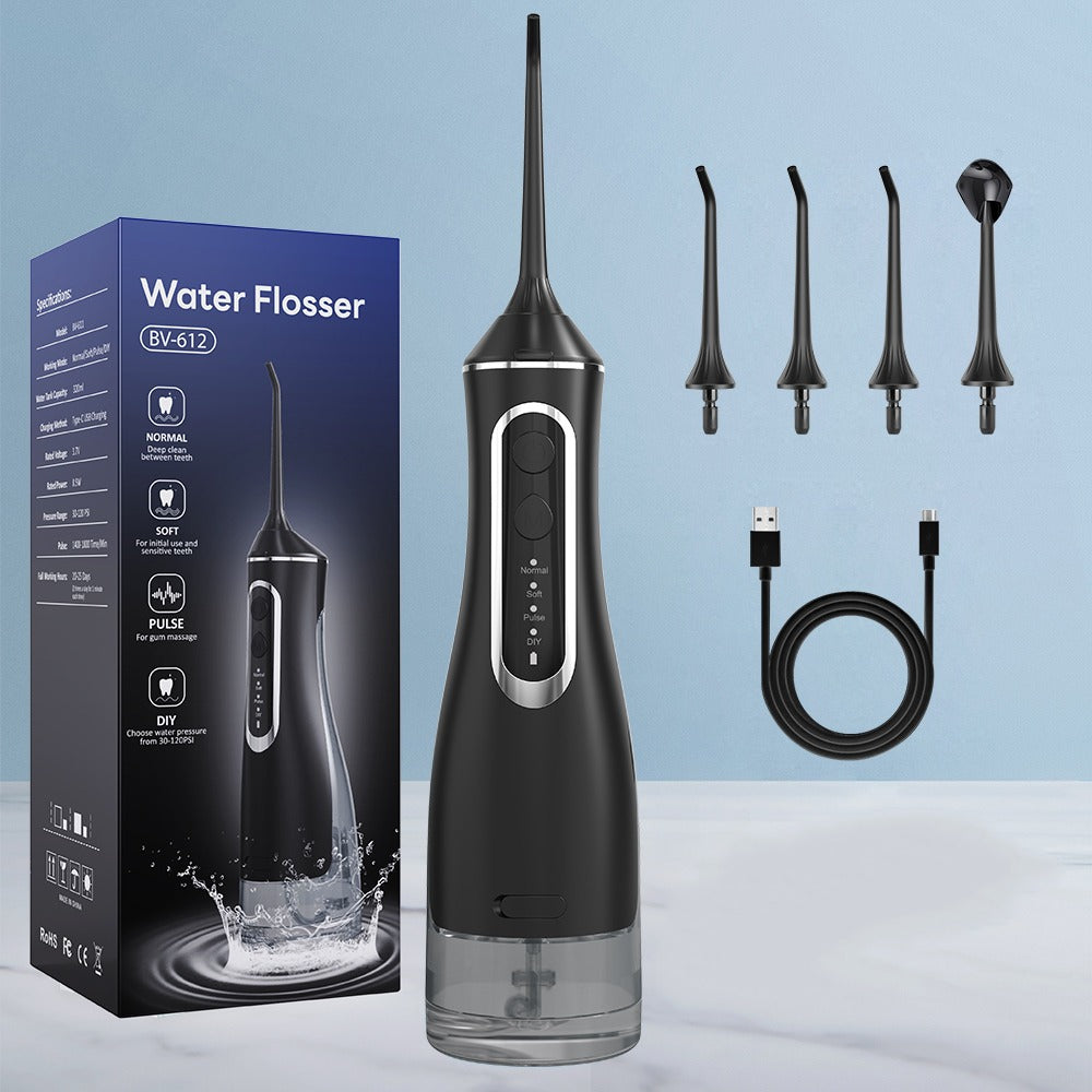 Kabellose Munddusche für effektive Zahn- & Zahnfleischpflege Mit 4 Modi & 4 Aufsätzen, 300 ml Wassertank, 30–120 PSI Wasserdruck und IPX7-Wasserschutz