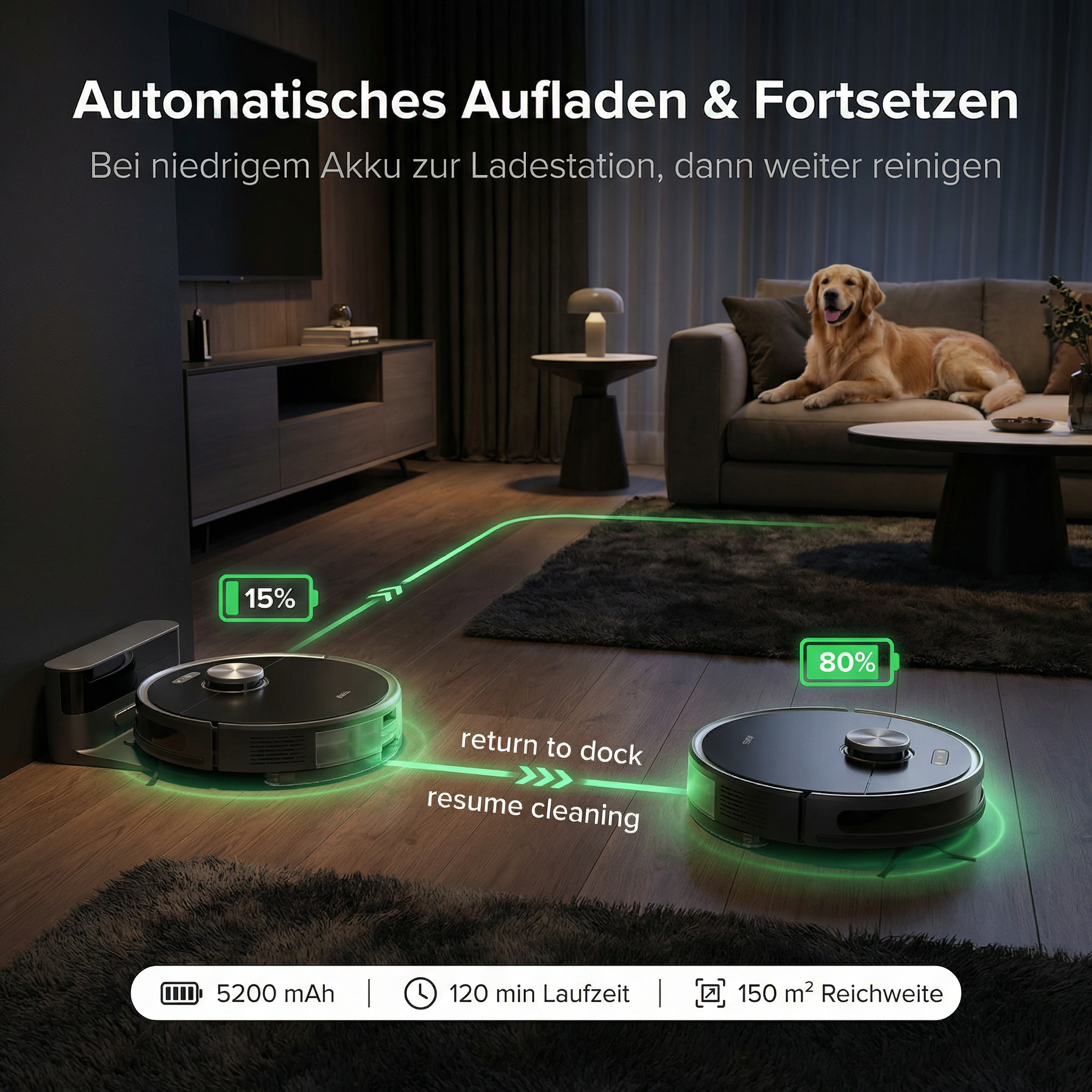 Saugroboter Heimwert K8 SmartClean – Automatische Reinigung mit Wischfunktion und App-Steuerung