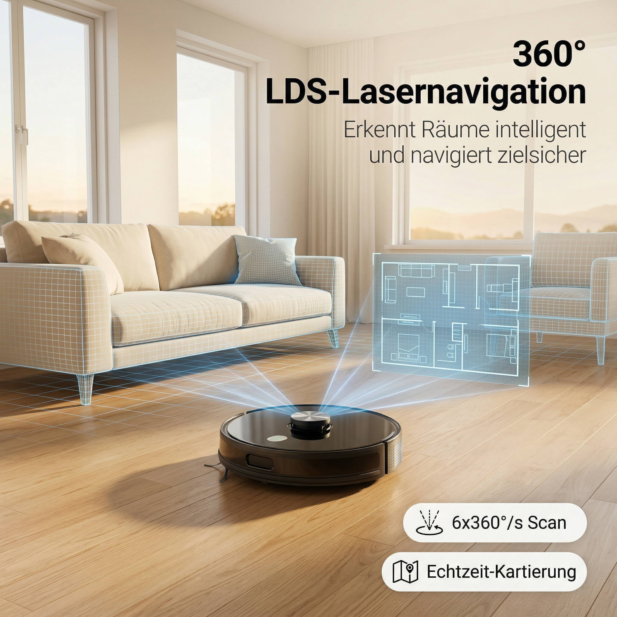 Saugroboter Heimwert K8 SmartClean – Automatische Reinigung mit Wischfunktion und App-Steuerung